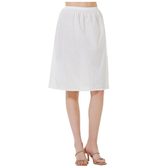 100% Cotton Half Slip Underskirt with Lace Trim and Elastic Waistband - 24" - Picture 1 of 6